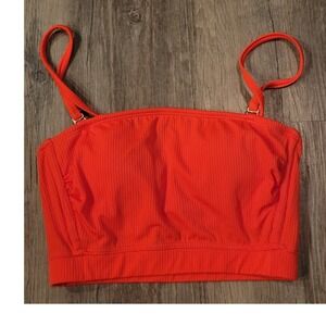 Xhilaration‎ Red Ribbed Bandeau Bikini Top Adjustable Straps XS Womens Swimwear